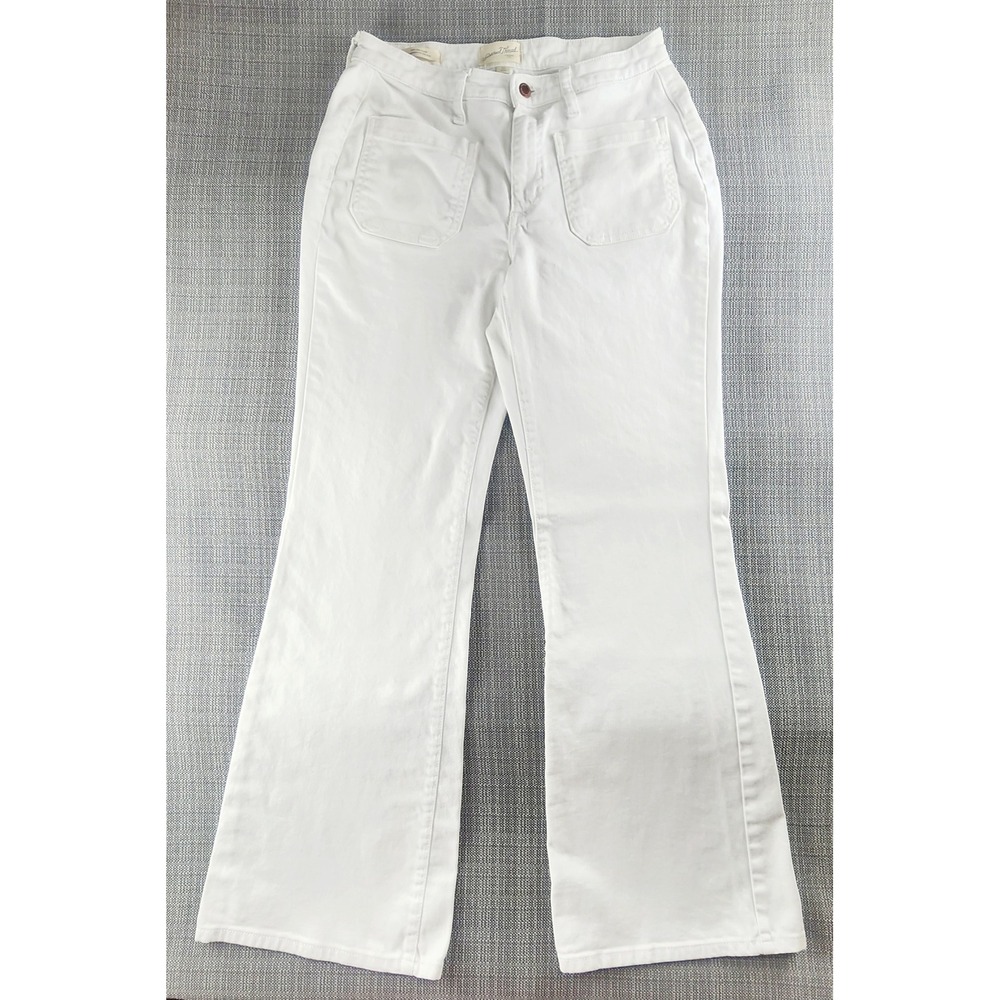 Universal Thread Women Pants 6 White Flare Leg High Rise Patch Pockets